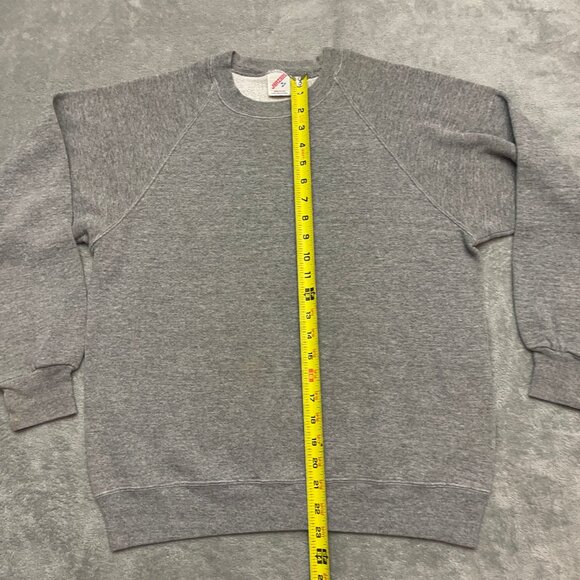Vintage 90s Jerzees Sweatshirt Mens Medium Gray Blank Crewneck Made In USA - Picture 5 of 10